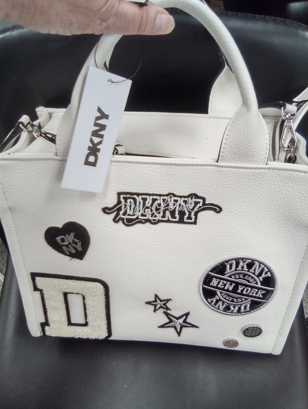 DKNY Tote Bag W/Patches (Black or White)